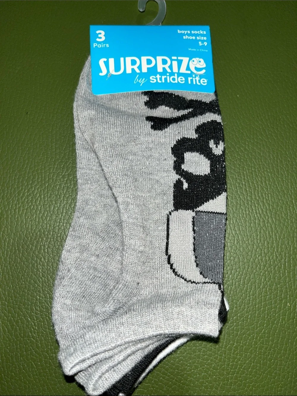 Surprise Boys' Gray No-Show Socks - 3 Pack